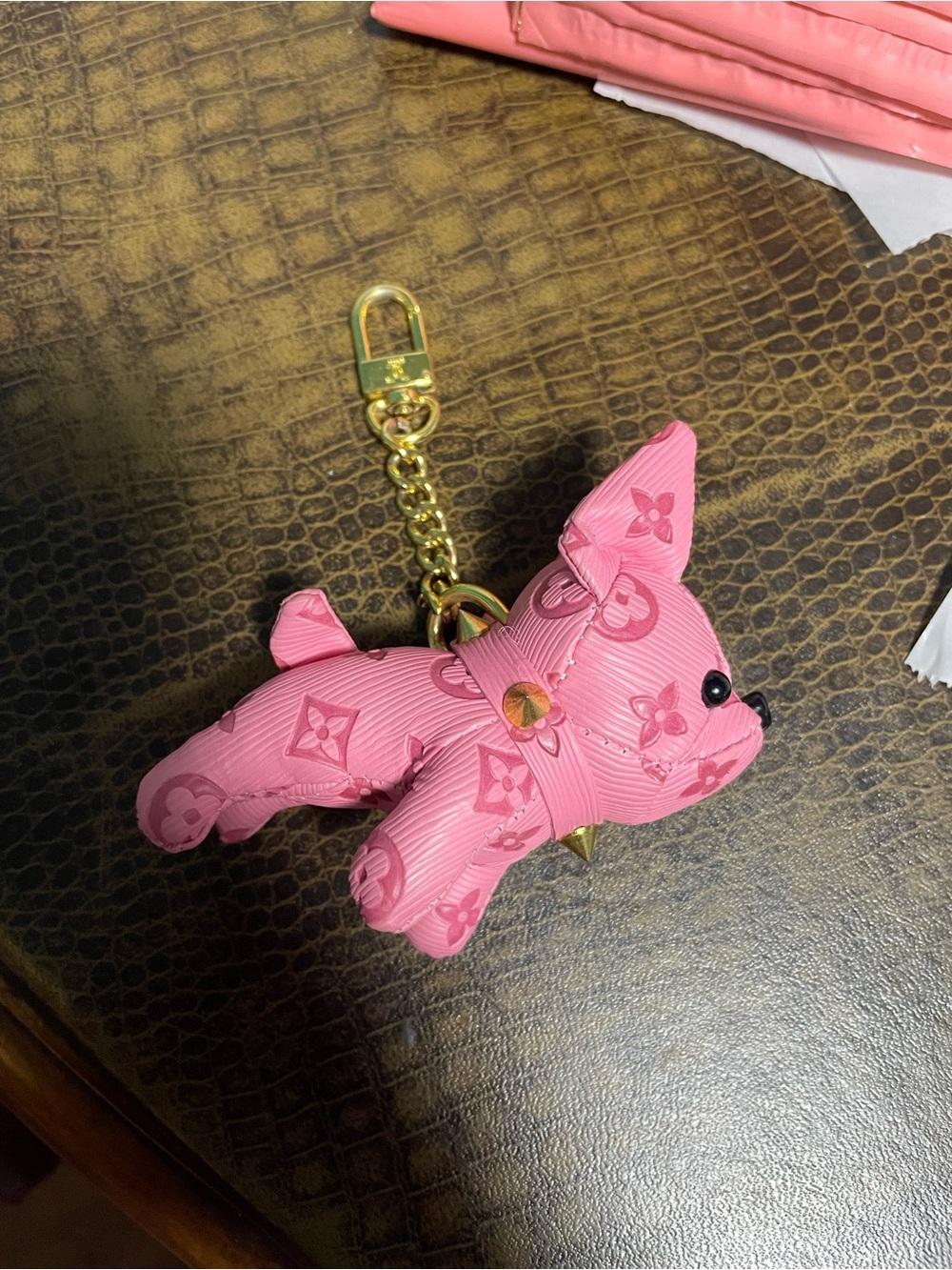 Pink Vivienne Dog Key Charm